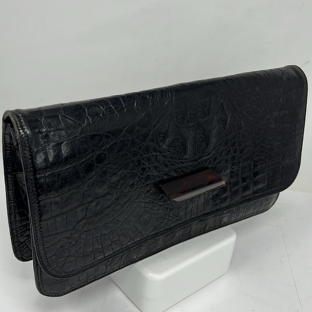 Neiman Marcus Crocodile Large Shoulder Clutch Bag - Made in Italy